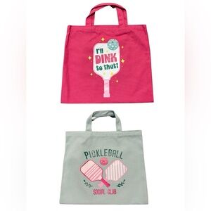 Pink and green Pickleball Tote Bags